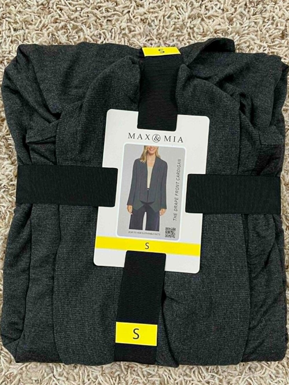 Max & Mia Women’s Open Front Drape Cardigan with Pocket Charcoal, Size Small